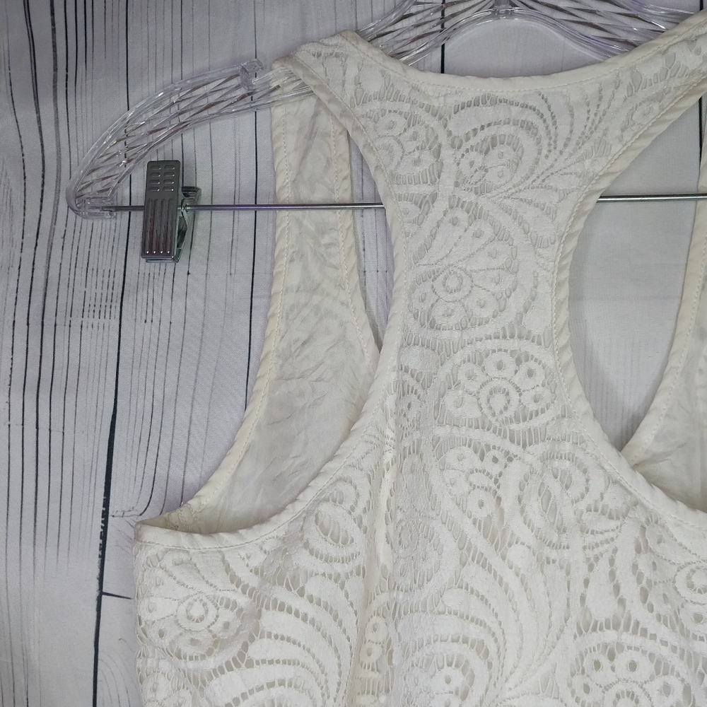 Trina Turk Kokua Off White Lace Boho Summer Coastal Racerback Tank - Picture 8 of 9